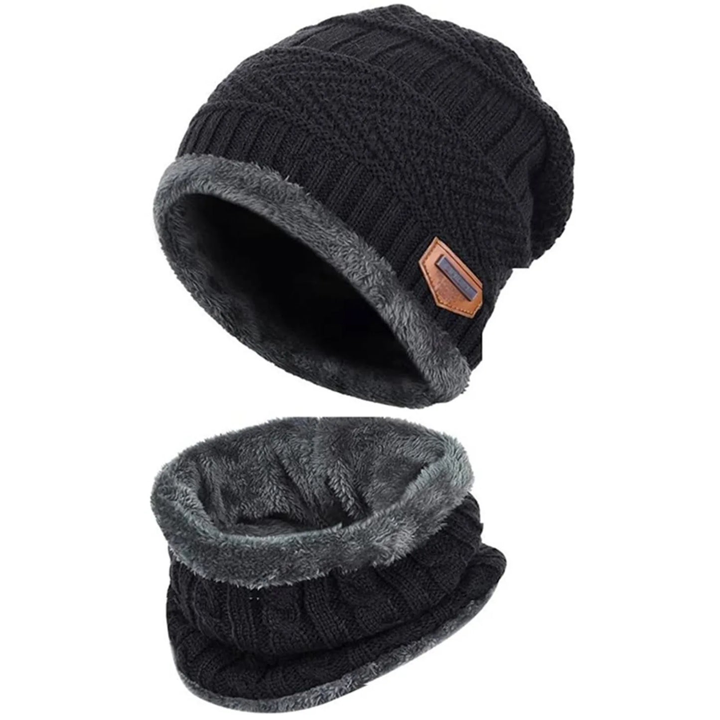 Winter Hats Knit Cap Men and Women Wool Hat Coral Fleece Scarf Outdoor Riding Hat Warm Thickening plus Wool Neck Protect Cap