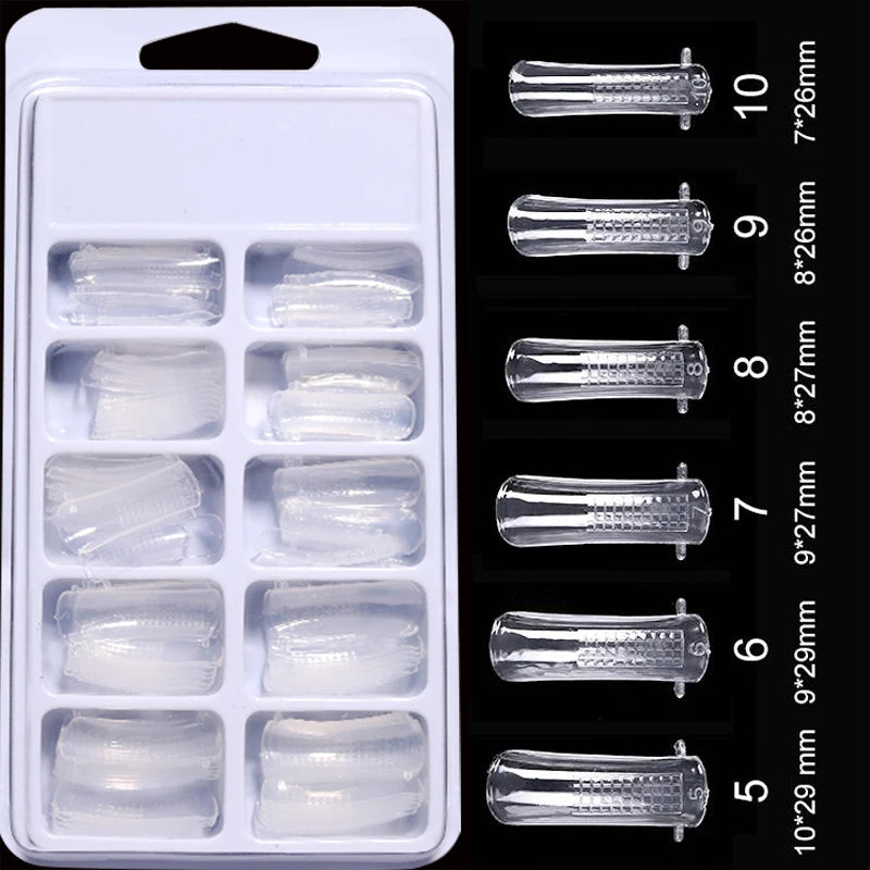 1 Box Quick Building Nail Mold Tips Nail Dual Forms Finger Extension Nail Art UV Extend Gel Nail Extension Tool