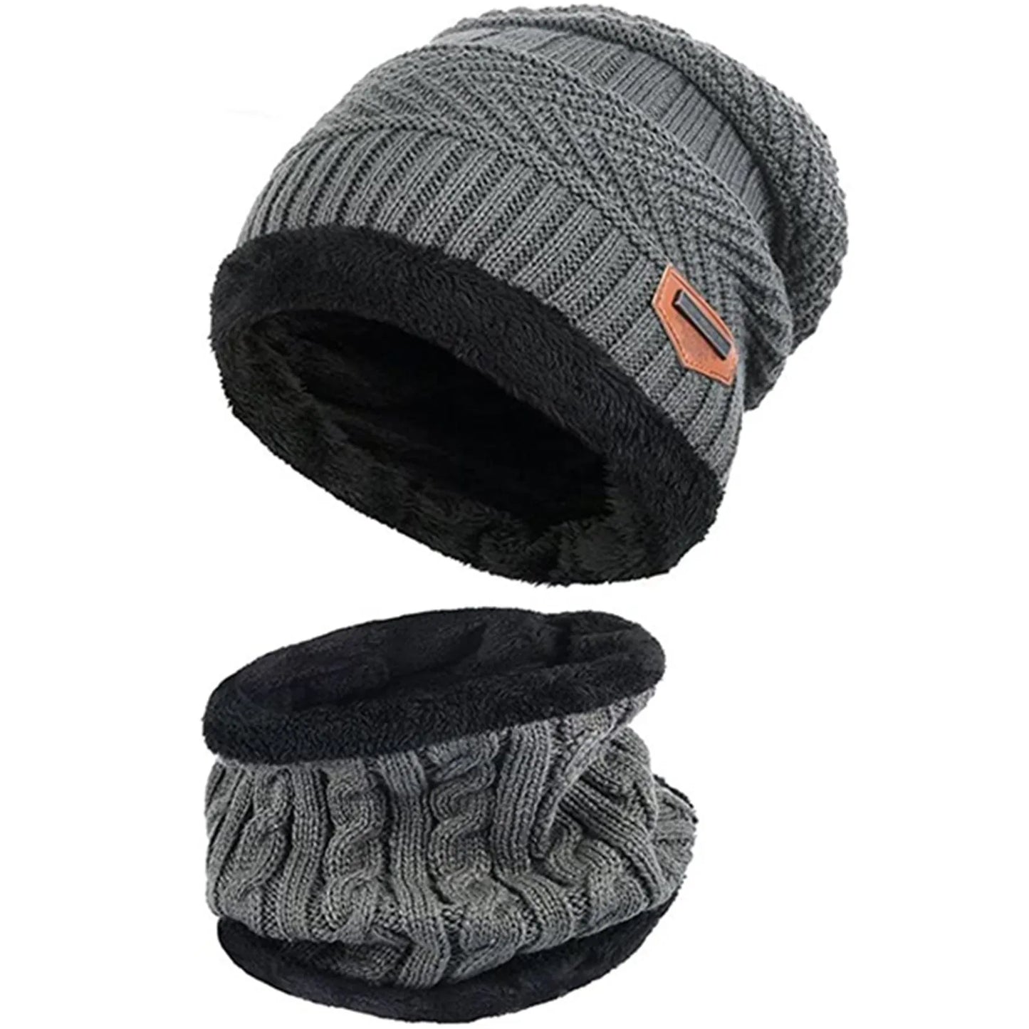 Winter Hats Knit Cap Men and Women Wool Hat Coral Fleece Scarf Outdoor Riding Hat Warm Thickening plus Wool Neck Protect Cap