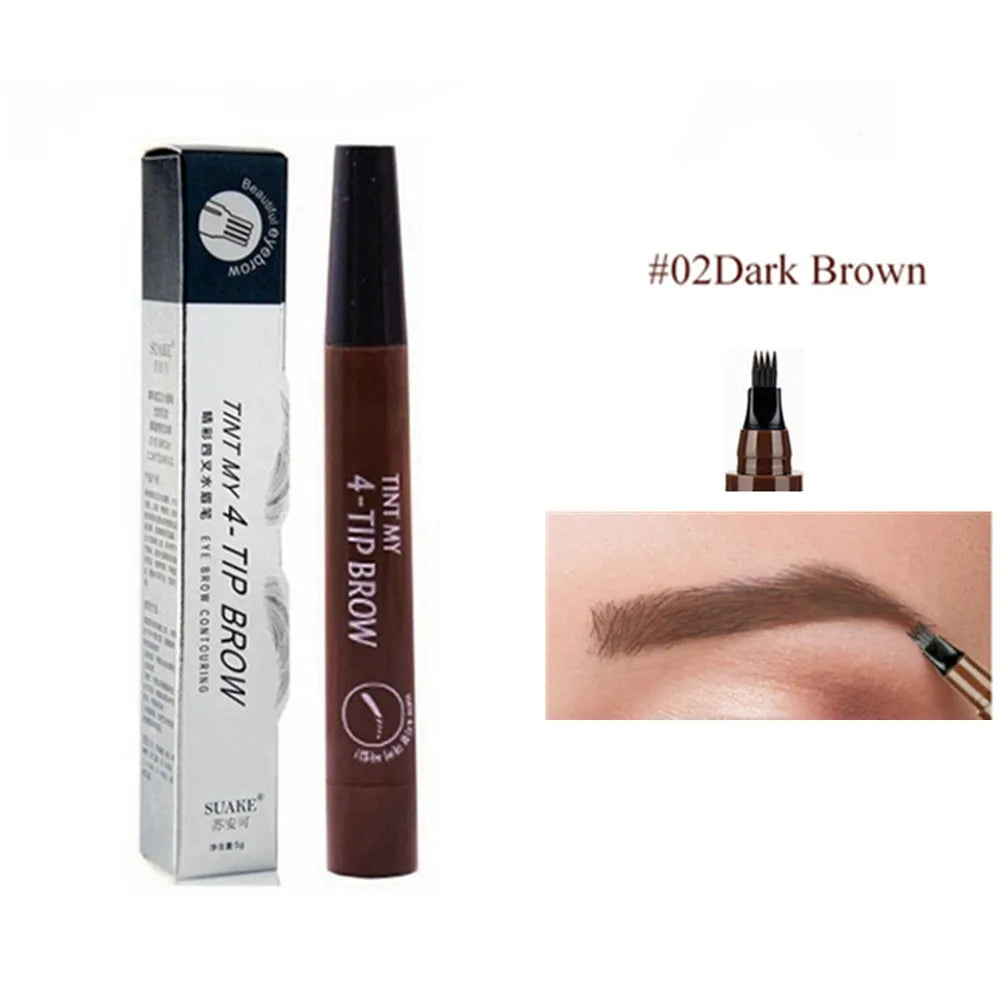 4 Fork Makeup Eyebrow Pen Waterproof 4D Brown Eyebrow Tint Tattoo Cosmetic Long Lasting Natural Make up Eye Brow Pencil