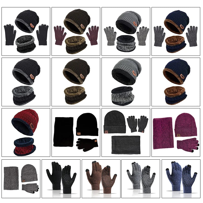 Winter Hats Knit Cap Men and Women Wool Hat Coral Fleece Scarf Outdoor Riding Hat Warm Thickening plus Wool Neck Protect Cap